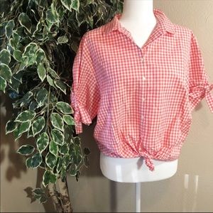 4/$20 - GAP Pink/White Checkered Button Down